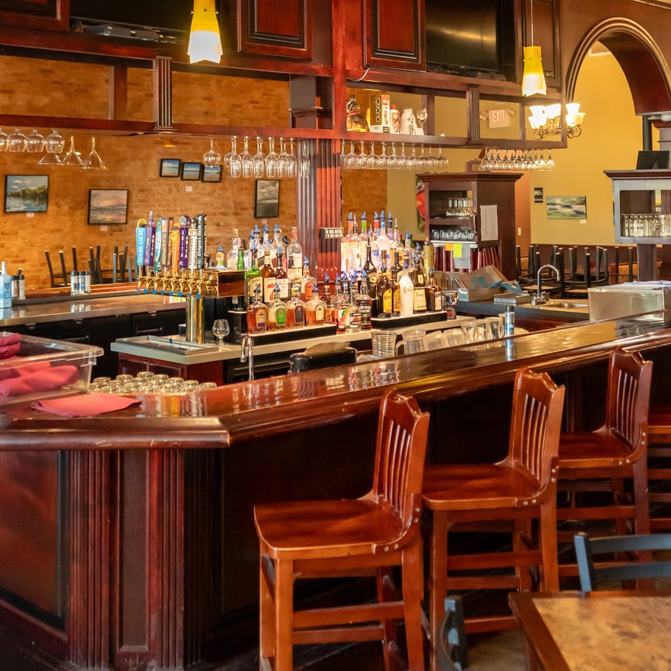 Custom wooden bar at Seasonal Grille