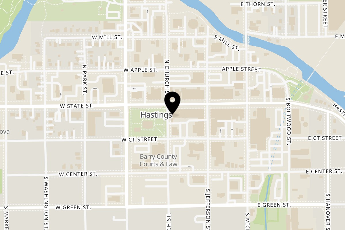 Map showing the location of Seasonal Grille on 150 W State St in Hastings